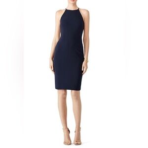 Badgley Mischka Navy Halter Sheath Dress